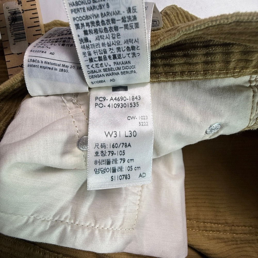 Levi’s 511 Slim Fit Corduroy Pants Brown Mid Rise Stretch Casual Classic W31L30 - Picture 14 of 15